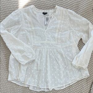 Torrid White Embroidered Blouse